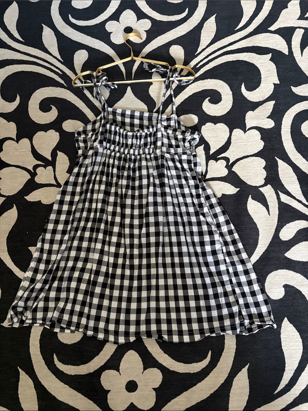 Old Navy Black and White Gingham Tie-Shoulder Dress - Picture 3 of 3